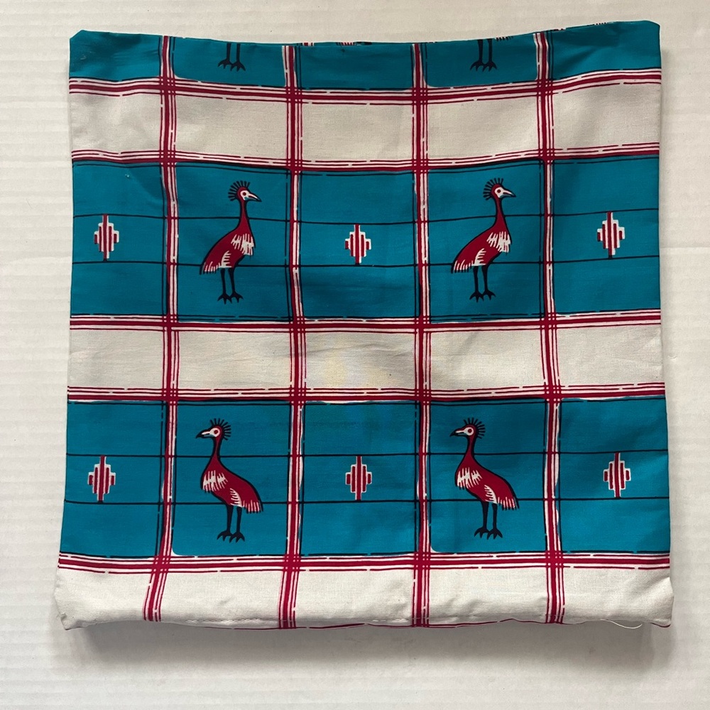 New! Set of 6 throw pillow shams zipper West African wax print birds red teal